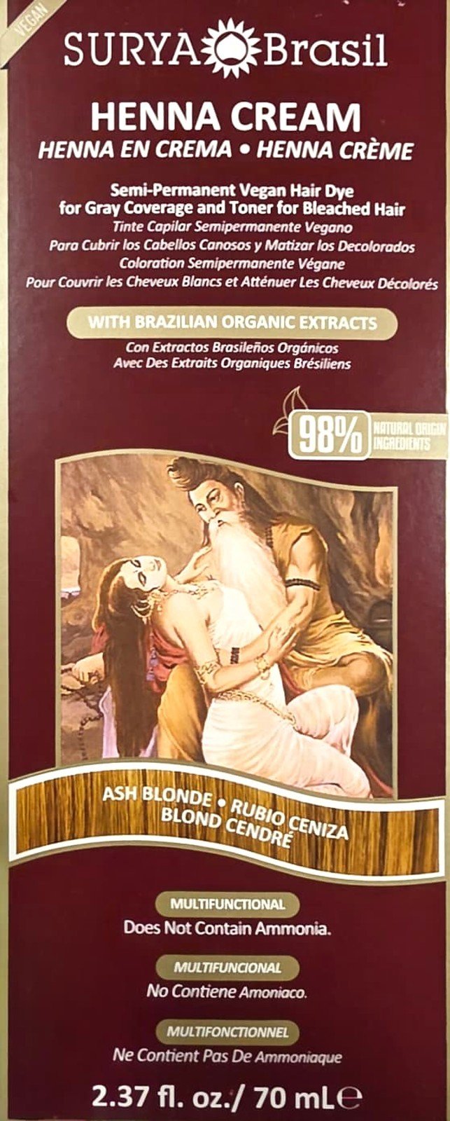 Surya Brasil Henna Cream, Ash Blonde - front of box