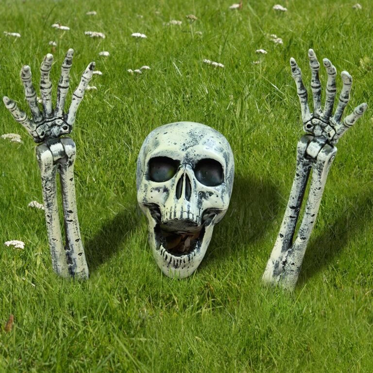 3 Pcs Halloween Skeleton Yard Stakes, Realistic Skull Groundbreaker Decorations For Graveyard, Lawn, Garden And Outdoor Party