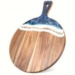 Round Acacia Wood Cutting Board, Natural Solid Wood Cutting Board, Thickened Non-slip Wooden Serving Board, Kitchen Preparation Board For Food, Fruit, Bread, And Home Cooking.