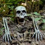 3 Pcs Halloween Skeleton Yard Stakes, Realistic Skull Groundbreaker Decorations For Graveyard, Lawn, Garden And Outdoor Party
