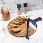 Round Acacia Wood Cutting Board, Natural Solid Wood Cutting Board, Thickened Non-slip Wooden Serving Board, Kitchen Preparation Board For Food, Fruit, Bread, And Home Cooking.