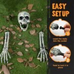 3 Pcs Halloween Skeleton Yard Stakes, Realistic Skull Groundbreaker Decorations For Graveyard, Lawn, Garden And Outdoor Party