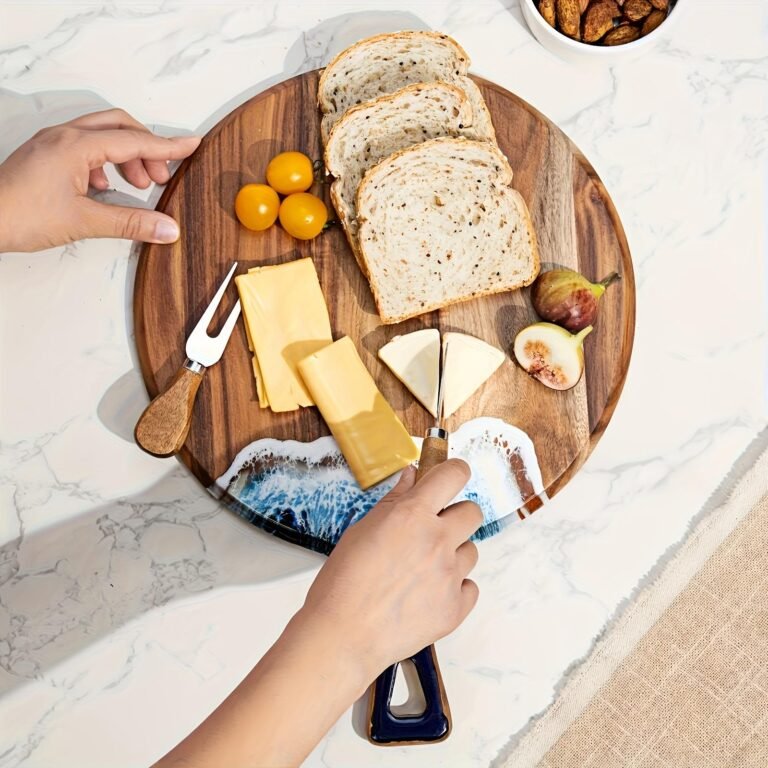 Round Acacia Wood Cutting Board, Natural Solid Wood Cutting Board, Thickened Non-slip Wooden Serving Board, Kitchen Preparation Board For Food, Fruit, Bread, And Home Cooking.
