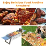 Foldable Charcoal BBQ Grill Stainless Steel Grill Net Easy Setup Portable Tabletop Barbecue Grill for Camping Picnic Outdoor Party Backyard