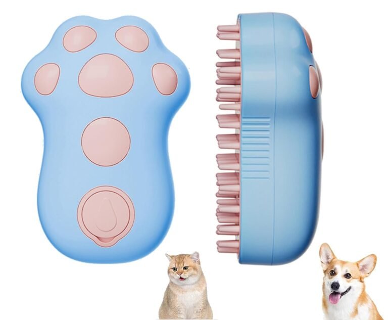 Electric Steam Cat Brush Self Cleaning Grooming Massage Hair Removal Blue - view 2